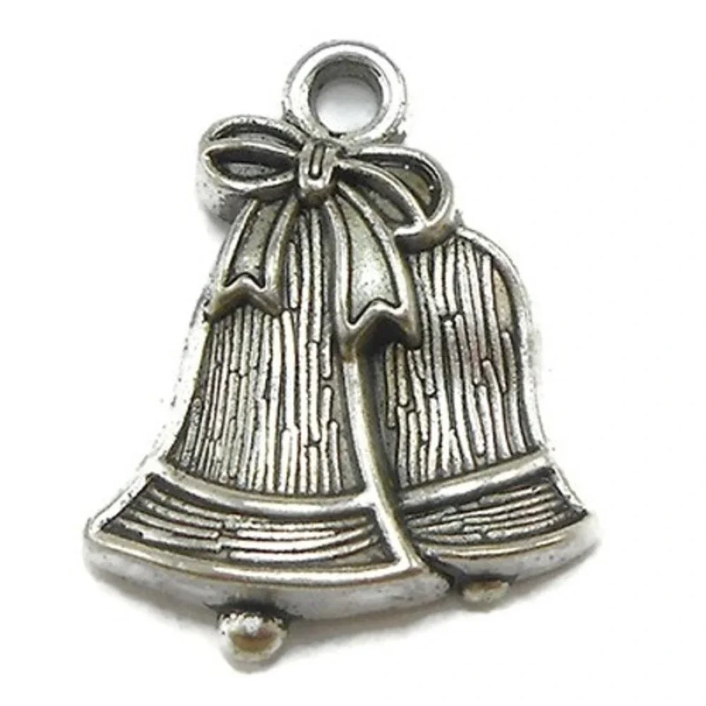 8pcs Christmas Bells Charms‎ silver tone jewelry making supplies